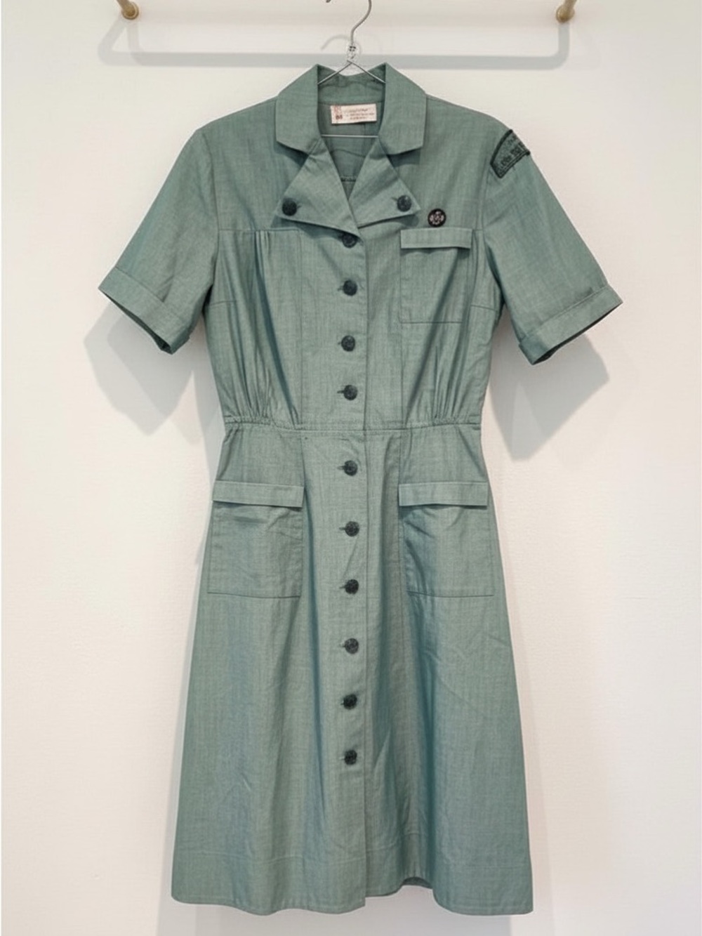 1950s Girl Scouts Uniform Dress & Canteen Set Vintage USA Size 7